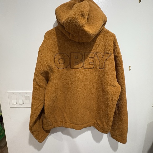 Obey Asher Brown Tech Fleece Hoodie Large Fleece Never Used - Picture 2 of 6